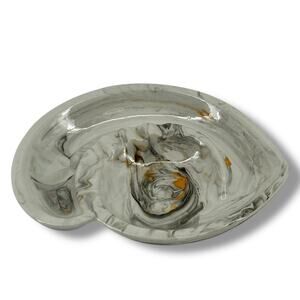 Vintage MCM Marbled Ashtray Holland Mold Gray Orange Signed Artist